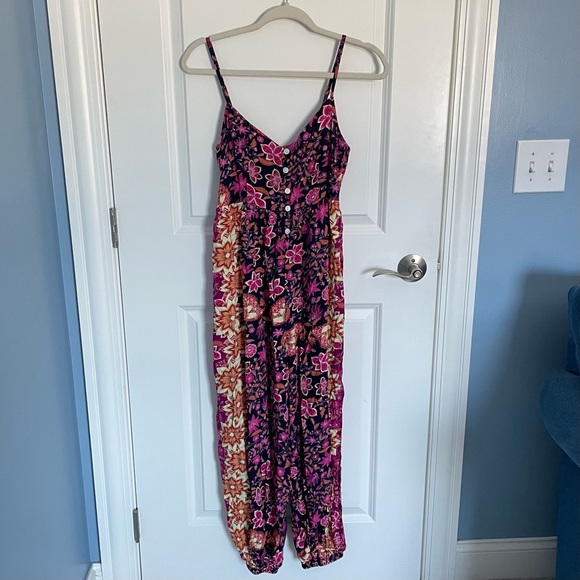 New! Rusttydustty Floral Print Button Front Cami Jumpsuit 35301 - Picture 3 of 14